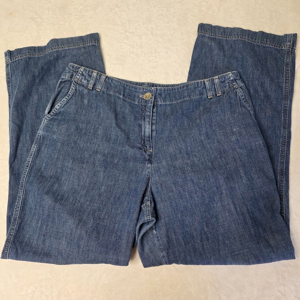 Out Of The Blue J Jill‎ Denim Wide Leg Jean Pants Womens Size 14 Slash Pockets